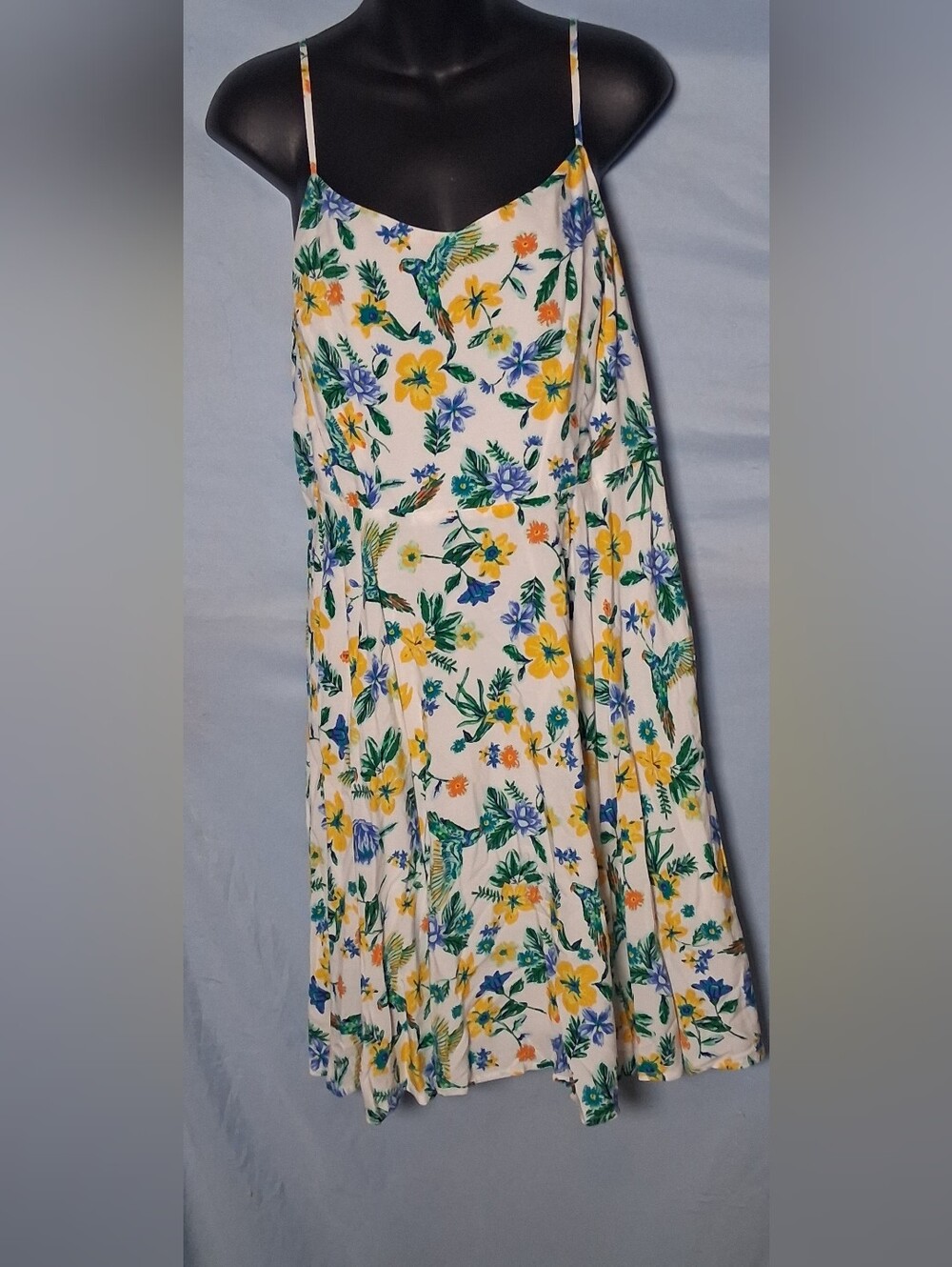 Old Navy Cream Floral Midi Slip Dress with Yellow and Blue Flowers